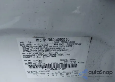 2010 Lincoln Mkt Ecoboost z USA, uszkodzony, nr VIN 2LMHJ5AT6ABJ14459